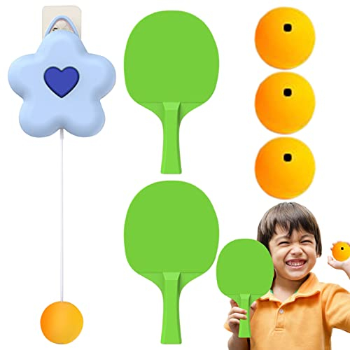 Table Tennis Trainer for Kids | Flower Hanging Pingpong Balls | Portable Table Tennis Exerciser Workout Set, for Kids