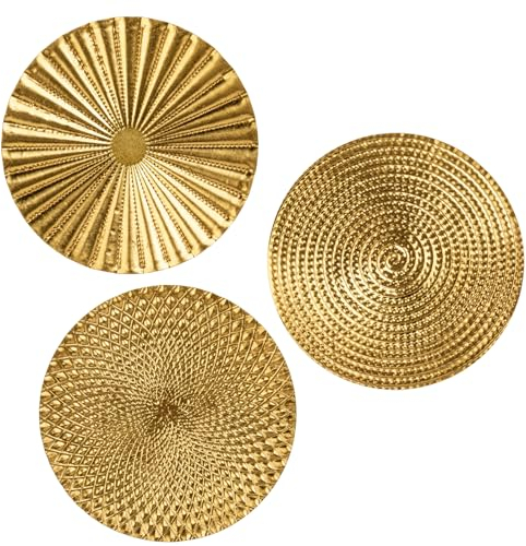 Hollyone 12 Gold Wall Décor Pack of 3 Metal Starbursts Radial Plate Wall Art Modern Accent Hanging Wall Decorations For Home Office Bedroom Or Living Room Wall Sculptures