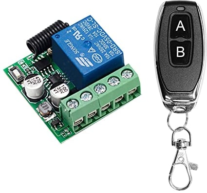 QIACHIP Interruttore Con Telecomando 5V 6V 12V 24V 60V Wireless 433Mhz RF Modulo Relè Ricevitore di controllo radio a 1 canale con Trasmettitori Per garage apriporta,luci