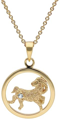 trendor Sternzeichen Widder Gold 333 mit Topas + vergoldete Kette modischer Tierkreiszeichen Anhänger für Damen, zauberhafte Geschenkidee 15560-04-38 38 cm