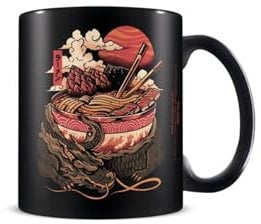 Pyramid International Ilustrata Mug (Dragon's Ramen Design) 11oz Ceramic Coffee Mug, Cups and Coffee Mugs for Men and Mugs for Women - Official Merchandise, Black