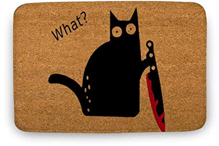 Ensound Cat Killer Doormat,Cat Welcome Doormat,Cat Doormat,Black Cat,Front Doormat,Welcome Mat,Cute Doormats,Welcome Cat,Indoor Doormat,Front Back Door Mat 30X18 Inch
