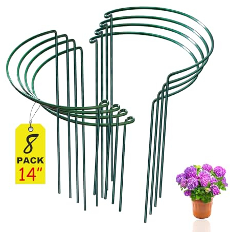 8er-Pack Pflanzenstützstäbe – starke, rostfreie Pflanzkäfige – ideal für Hortensien, Pfingstrosen und mehr – Pflanzenstütze und Heringe für drinnen und draußen