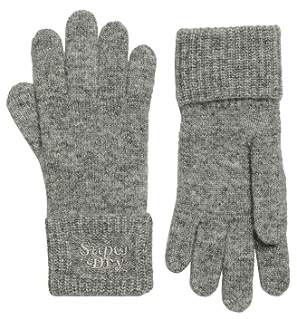 Superdry Damen Gerippte Strickhandschuhe Grau Meliert 1SIZE