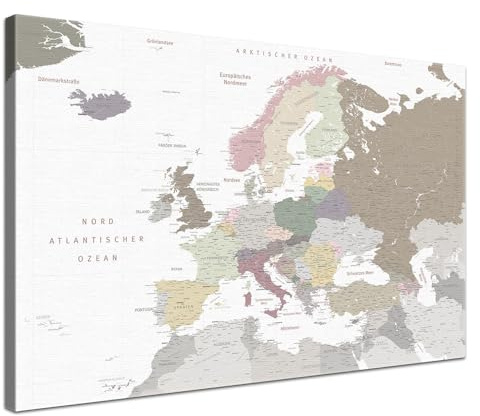 LANA KK Europakarte Pinnwand Leinwand White Deutsch 60 × 40 cm