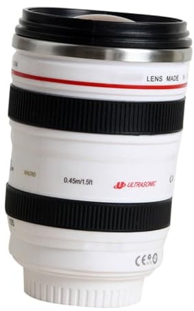 UKCOCO Tasse Originale Objectif Appareil Photo Blanc pour Amateurs De Photographie Moderne Contenant d'eau Polyvalent pour Maison Bureau Hôtel Toucher Agréable
