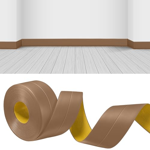 YushengTai Rodapie PVC,Marron Oscuro 12 M PVC Rodapies Autoadhesivo 18 x 18 mm, Rodapie Apto Para Cocina y Baño