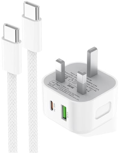 30W Fast Charger for iPhone 15, [MFi Certified] USB C Charger Plug with 2M Nylon Braided Type-C Cabe,Dual Port PD Power Adapter,Compatible with iPhone 15 Series/iPad,for Samsung S24/S23/S22,Pixel