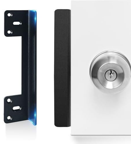 MOSECYOU Door Latch Guard Plate 7” with 1” Offset Cover, Outswing Door Security Protector Shield, Heavy Duty Version, Door Knob/Deadbolt Latch Protector Plate (1 Pack)