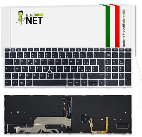 new net - Tastiera Compatibile con HP L12764-061, L28407-061, 102-017H6LHB01C, 17H6UX10AS2647, HPM17H66I0J9201 [Frame Argento - Trackpoint - Retroilluminata - Layout ITA]