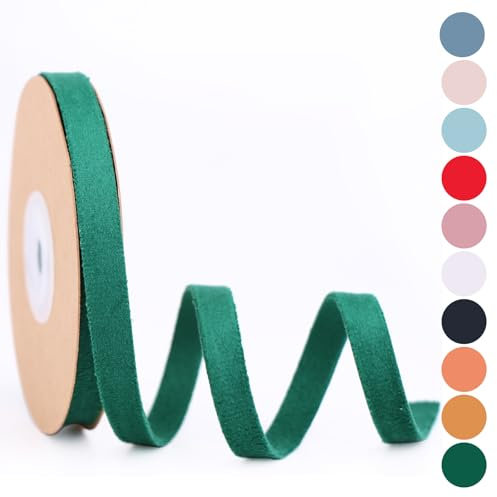 BYZANDQI Samtband 10m x 1cm Samt Dekoband Set Schleifenband Schmuckband Geschenkband Weihnachten (Grün 10m)