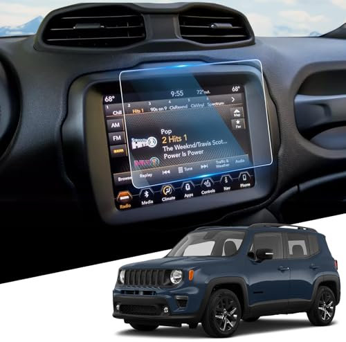 WEIPIN 8.4 Navigation Panzerglas Schutzfolie für Jee-p Compass 2017-2020/ Renegade 2018-2024, GPS Navi Displayschutzfolie mit aus gehärtetem Glas 9H Kratzfest Anti-Fingerabdruck