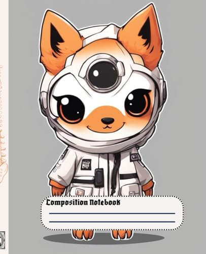 Composition Notebook | Fox Alien | Astronaut | Alien | 7.5 x 9.25 | 120 lined pages