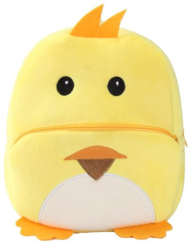 HAHASHOW Kinderrucksack ab 1 Jahr – Niedlicher 3D-Tierrucksack für Kleinkinder (2-4Jahre), Leichter Kita Rucksack mit weichem Plüsch, Mini-Kindergartentasche für Jungen und Mädchen（Gelbe Ente）