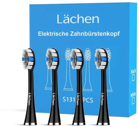 Lächen Ersatzbürstenkopf,Passend für alle elektrischen Zahnbürsten von Lächen, 4 Stück (S131 schwarz)
