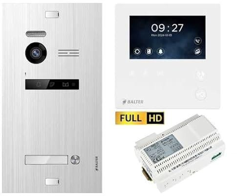 Balter EVO HD Video Türsprechanlage 1 Teilnehmer Silber 1x Mini HD Monitor 2-Draht BUS Komplettsystem