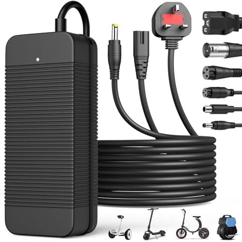 Electric Scooter Charger, 42V 2A Universal Hoverboard Charger for 36V Li-ion Batteries with 6 Connections, for Xiaomi Scooter, Mobility Scooter, Electric Bike, Self-Balancing Scooter