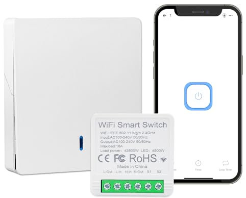 Ewelink - Mini módulo de relé WiFi de 16 A, interruptor de luz inalámbrico de 2,4 GHz para domótica, compatible con Alexa/Google