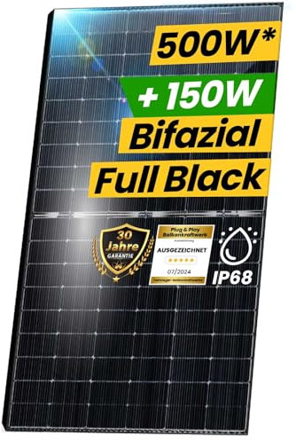 EPP.Solar® Bifazial Solarmodul 500W Black/Silver Rahmen, Photovoltaik Solarpanel (4X)