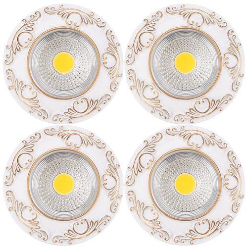 WLBHWL 3-farbige Dimmbare 4,5-Zoll-LED-Einbauleuchte Mit Weißer Prallverkleidung - 4er-Pack Ultradünne Runde Deckenleuchte, Panel-Leuchte Für Wohn- Und Geschäftsräume