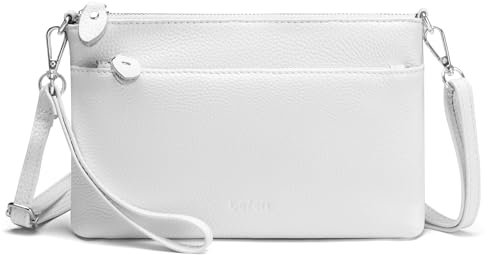 befen White Crossbody Bag for Women Genuine Leather RFID Phone Bags for Ladies Small Handbags for Women with Card Slots