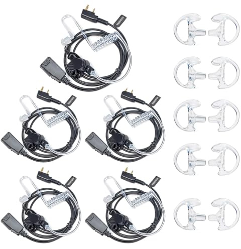 HYSHIKRA Walkie Talkie Earpiece with mic, 2 Pin Headset with PTT | Compatible with Kenwood eSnic Retevis Baofeng UV-5R Radio Ear Piece for Security Bodyguard