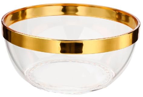 GNURBDILFO Clear Gold Trim Punch Bowl Set–Plastic Beverage Serving Kit for Weddings BBQs with Cocktail Salad Snack Bowls–Easy Cleaning