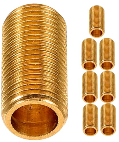 Cabilock 8 Stück M10 Lampennippel Aus Reinem Messing 15mm Kurz Hohl Gewindeverbinder Für Lampenstiele Und Leuchtenanschluss