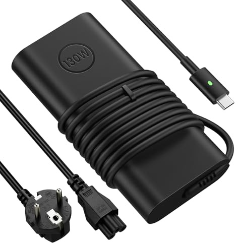 NOJIMU Chargeur USB C 130W pour Dell XPS 15 (9500/9575), XPS 17 (9700/9710), Precision 5530 5540 5550 - Adaptateur Secteur Type C 20V 6,5A - Remplacement pour DA130PM170 HA130PM170