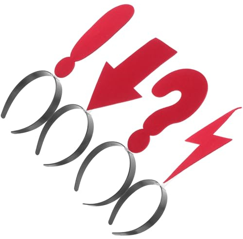 OUNONA 4 Stück pack Blinkende Symbol Stirnbänder aus Stoff und Kunststoff Lustige Haarreifen mit Pfeil Blitz Satzzeichen Leichte Haarbänder für Party und Cosplay Accessoires