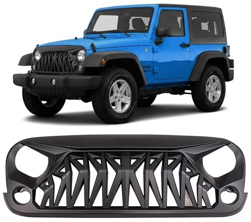 HERSTMOTO Kühlergrill MODELL VIPER II, passend für JEEP WRANGLER JK 2007-2018, Frontgrill, Auto-Frontgrill, Frontstoßstangenhaubengitter, Radiator Grille