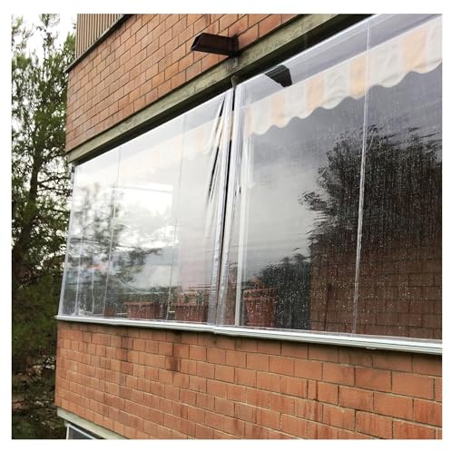 Wasserdichtes Rollo Transparent Reißfeste PVC-Folie， for Garten-Pergola & Balkon-Terrassen HD-Klarsicht Außenrollo mit Windschutz, & UV-Blocker Aufrollbares(W170*H180cm/W66.9*H70.86in)