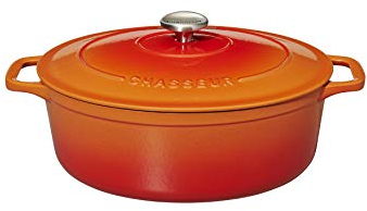 Chasseur 4731 Cocotte ovale-31 cm fonte émaillée, 6 liters, Orange flammé (intérieur Sable)