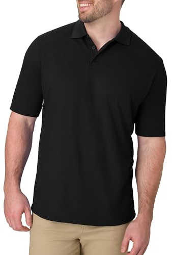 Hanes Men's Short Sleeve X-Temp W/ FreshIQ Polo, Black, 3X-Large