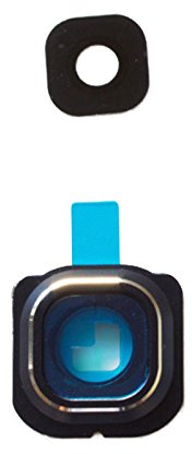 Kamera Linse (Glas) mit Rahmen (hinten) und Kleber kompatibel für Samsung Galaxy S6 G920f, Farbe:Schwarz