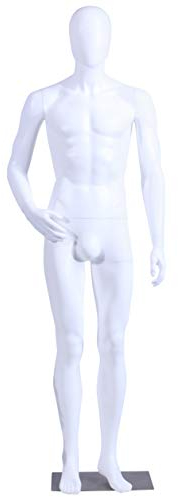 Eurohandisplay männliche Schaufensterpuppe MC-1W matt weiß ohne Gesicht Arme und Kopf 360 Grad drehbar Schaufensterpuppe Male Mannequin Egghead