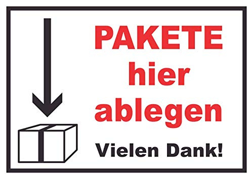 HB-Druck Pakete Hier ablegen Schild A5 Rückseite selbstklebend