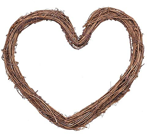 Inzopo DIY Crafts Natural Grapevine Heart Wreaths, Christmas Rattan Vine Love Heart Shaped Wreath Hanging Decor Xmas Ornament Gift for Wedding Home Party Garden Décor
