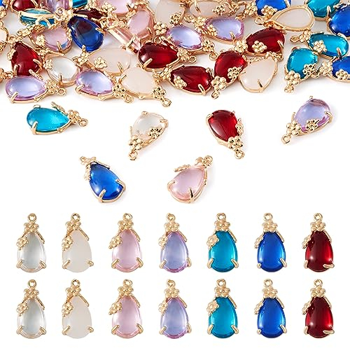 Craftdady Lot de 50 pendentifs en verre en forme de goutte d'eau - Pendentifs en cristal - Pour fabrication de bijoux de mariée, colliers, boucles d'oreilles