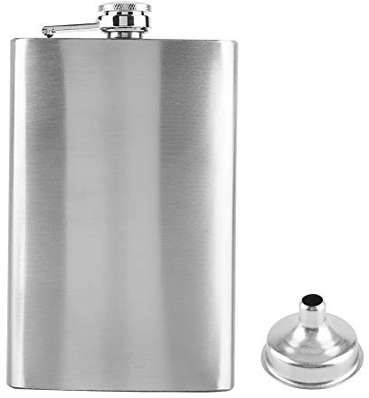 BuyWeek Fiaschetta Tascabile, 10oz Fiaschetta Whisky in Acciaio Inox Fiaschetta Portatile con Imbuto per Escursionismo Caccia Campeggio