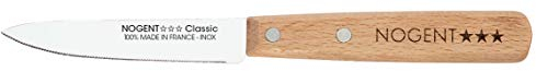 Couteau d'Office - Tranchant Cranté - 1mm - Cuisine - Manche Bois Hêtre - Acier Inox - Lame 9 cm - Coupe et Épluche - Légumes et Fruits - Préparation Culinaire - Qualité Professionnelle - 22403K