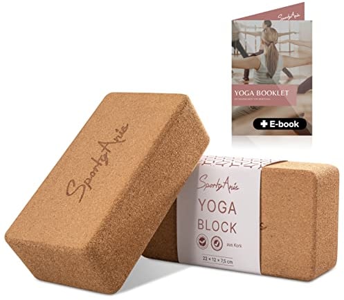 SportyAnis® Premium Yoga-Block [2er Set] inkl. E-Book aus Naturkork für Yoga und Pilates - Rutschfest, Nachhaltig & Stabil