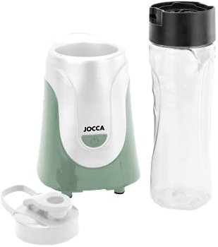JOCCA - Mixeur-Blender avec Bouteille Personnelle/Capacité de 600 ml/Puissance de 300 W/Lames en Acier Inoxydable / 100-230V 50-60Hz / Pieds Antidérapants (Blanc et Vert)