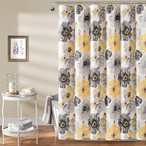 Lush Decor Leah Duschvorhang, 183 cm breit x 213 cm lang, Gelb und Grau
