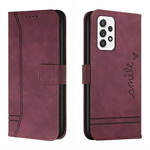Trugox Handyhülle für Samsung Galaxy A52s 5G / A52 5G Hülle Klappbar Klapphülle mit Kartenfach Handytasche Handy Schutzhülle Tasche Leder Wallet Flip Case Slim Book Cover - Bordeauxrot