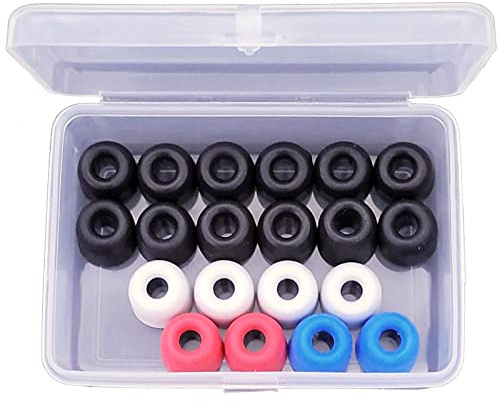Young Wolf 10 Pairs Memory Foam Earbuds Tips, 4.5-5.5mm, 4 Colors, Noise Isolation, Storage Box, Young Wolf Brand