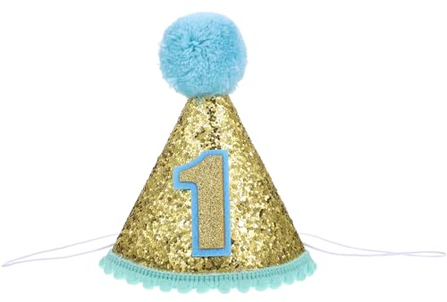 OSALADI Baby Party Hut Junge Geburtstagshut für Jungen 1. Geburtstagshut Glitter Geburtstagshut Geburtstagshut Geburtstag Party Cone for Party Blau