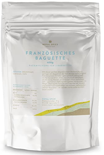 Royal Spice Französisches Baguette Backmischung 400g - Baguette Brotbackmischung für unglaublich schmackhafte & krosse, selbstgebackene Baguettes - Einfach & schnell im Handumdrehen selbst backen!