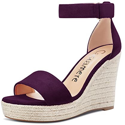 Castamere Donna Alto High Tacco Heel Zeppa Piattaforma Aperte sulla Punta Cinturino alla Caviglia Sandali da Matrimonio Feste Dress 10 CM Heels Viola Scamosciato 40 EU