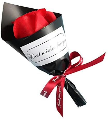 Gcroet Bouquet Artificiel de Fleurs de Savon - Rose Rouge Éternelle pour Saint-Valentin, Mariage, Décor de Maison
